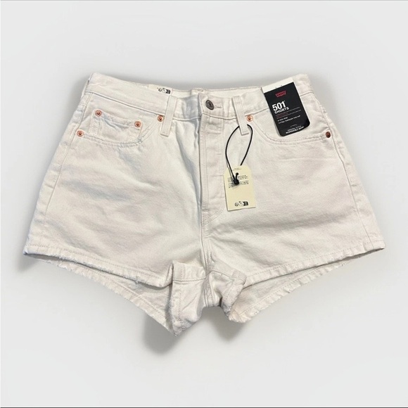 New Levi's Premium Shorts 29 Women's 501 Original Fit High Rise White Boho 2.5" - Picture 2 of 15